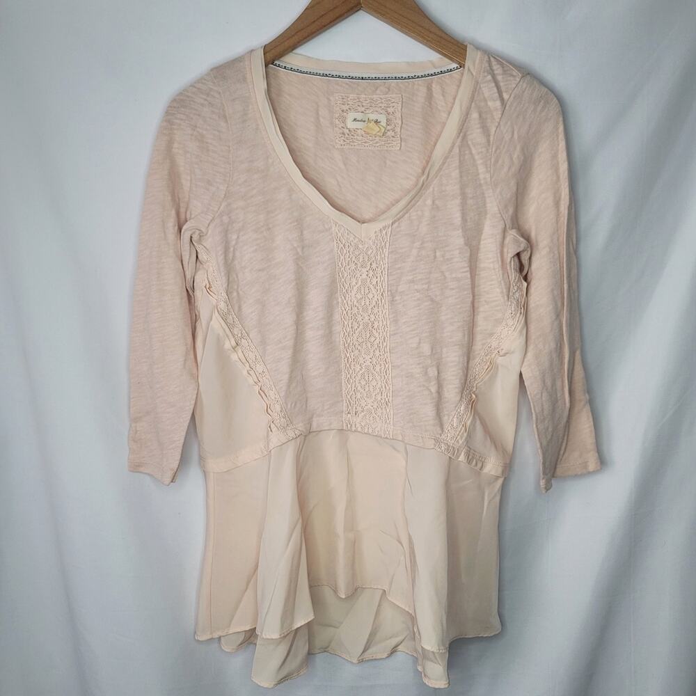 Anthropologie- Meadow Rue- Women's Peplum Top- Blush Pink- size Medium